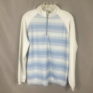 Peter Millar Blue and White Striped Men's Shirt